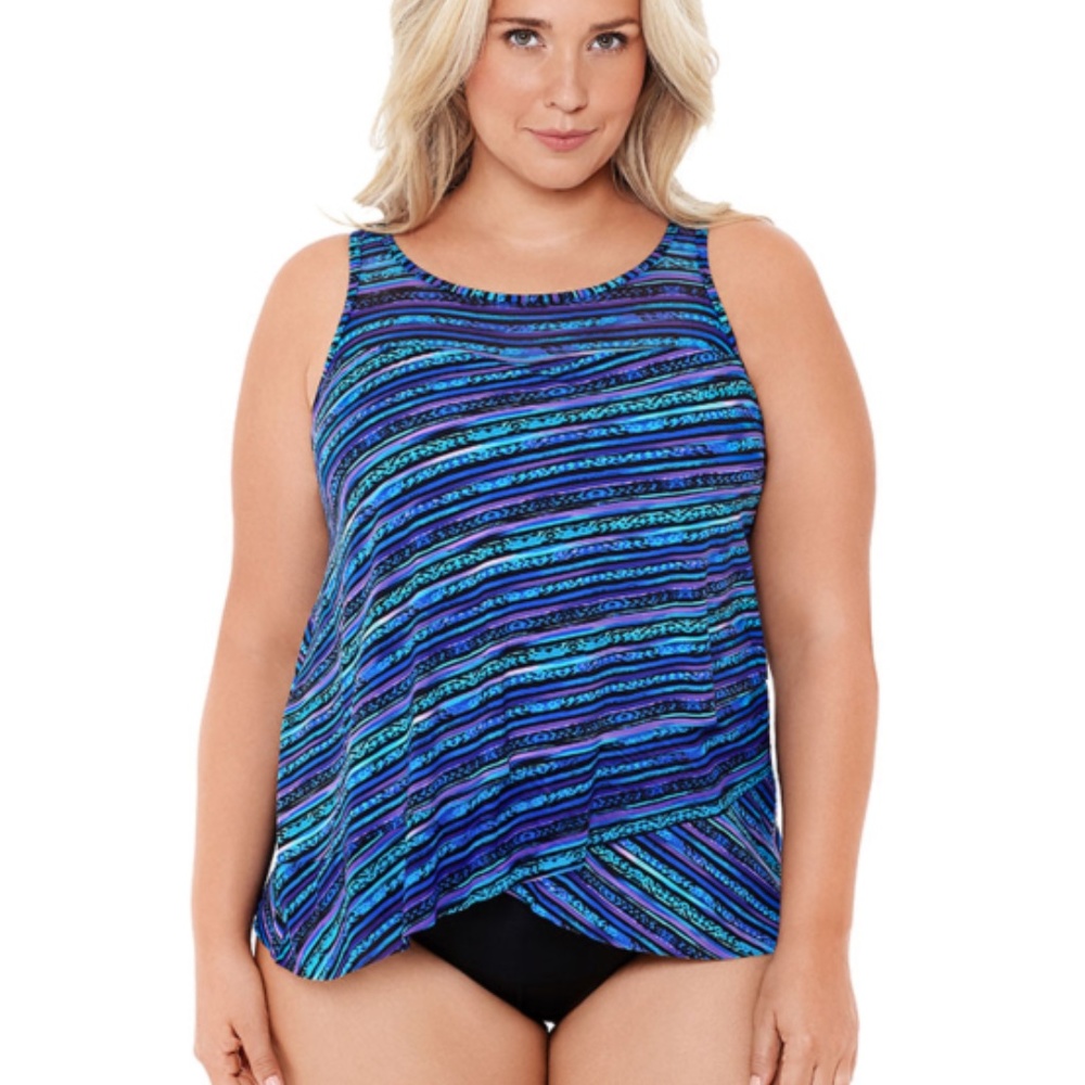 Miraclesuit Women's Plus Secret Sanskrit Mirage Top Tankini 20W